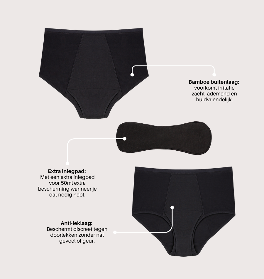 Brief met bloem kant – Zwaar Urineverlies