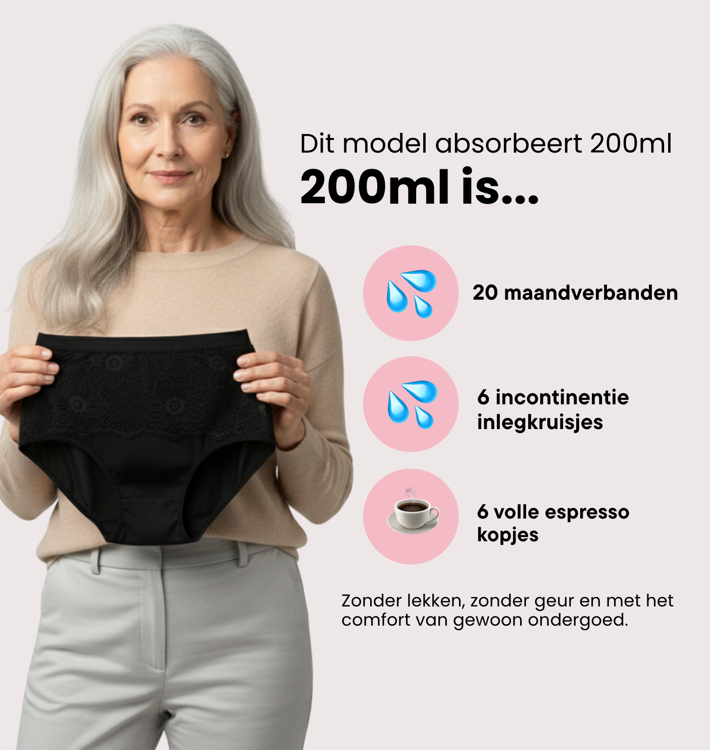 Brief met bloem kant – Zware incontinentie